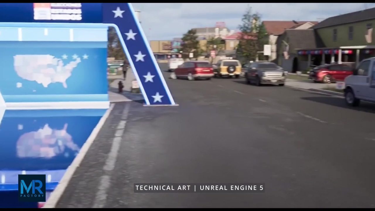 Escena de producción virtual en Unreal Engine 5 para MR Factory, Mediaset